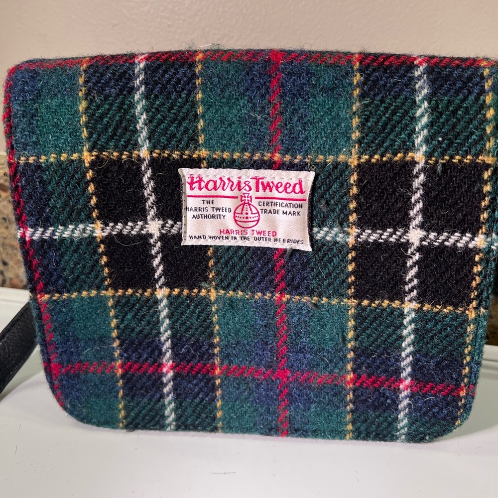 Harris Tweed Women's Crossbody Purse Bag Green & Black, 8x7x3” Scotland - Picture 6 of 12